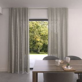 Gordijn op maat Transparant Glow Pearl white voorkant enkele plooi