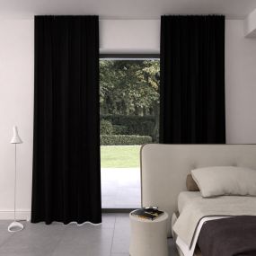 gordijn op maat velours stofdetail antracietgrijs