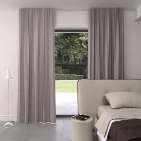 gordijn op maat velours stofdetail lichtgrijs