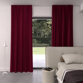 gordijn op maat velours stofdetail wijnrood