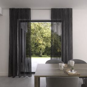 Gordijn op maat voile enkele plooi grafietgrijs