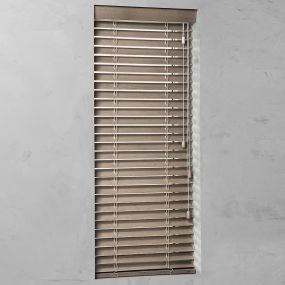 Houten Jaloezie Op Maat 50mm Rustic Beigegrijs