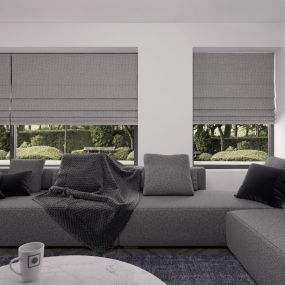 vouwgordijn op maat lichtdoorlatend glam stofdetail kiezelgrijs