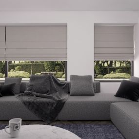 vouwgordijn op maat velours stofdetail lichtgrijs