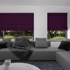 vouwgordijn op maat velours stofdetail pastelviolet