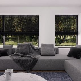 vouwgordijn op maat transparant weave stofdetail grafietgrijs