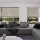 vouwgordijn op maat lichtdoorlatend glam stofdetail kiezelgrijs